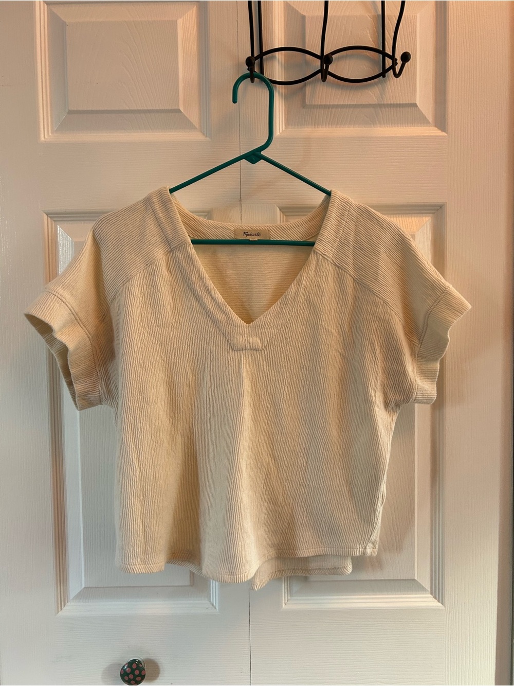 Madewell Textured V-Neck Top, 100% cotton, Women’s Small
